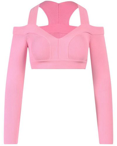 Alexander McQueen V-neck Crop Fit Closure With Zip Top - Pink