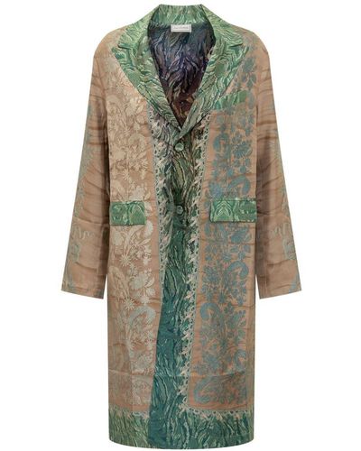 Pierre Louis Mascia Pierre Louis Mascia Silk Coat With Floral Pattern - Green