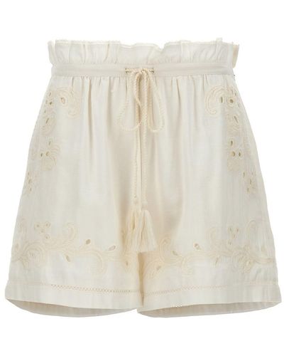 Twin Set Embroidered Shorts - White