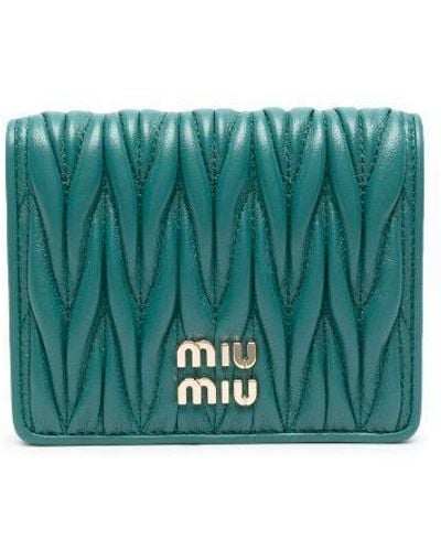 Miu Miu Matelassé Leather Wallet - Green
