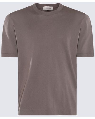 Piacenza Cashmere Stone Gray Cotton T-shirt - Brown