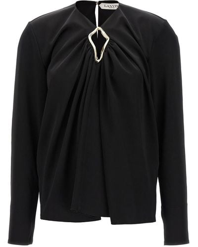 Lanvin Metallic Detail Blouse Shirt, Blouse - Black