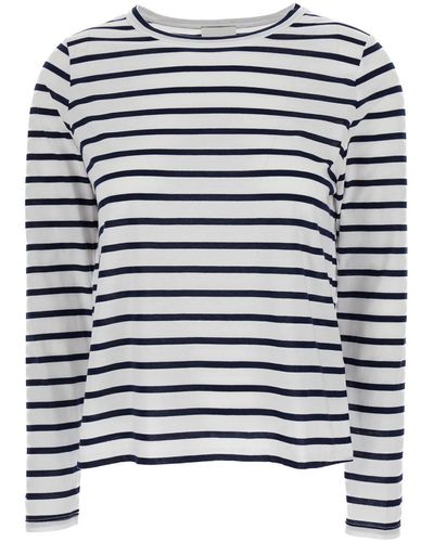 Allude Striped Long Sleeve T-Shirt - Blue