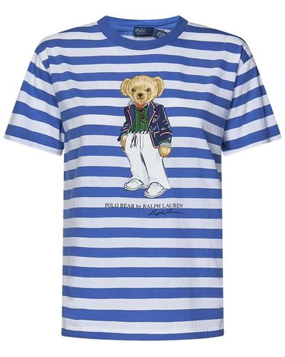 Polo Ralph Lauren Brand-print Striped Cotton-jersey T-shirt - Blue