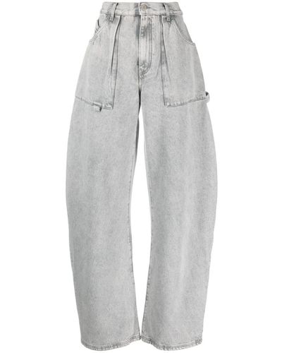 The Attico Effie High-waist Wide-leg Jeans - Gray