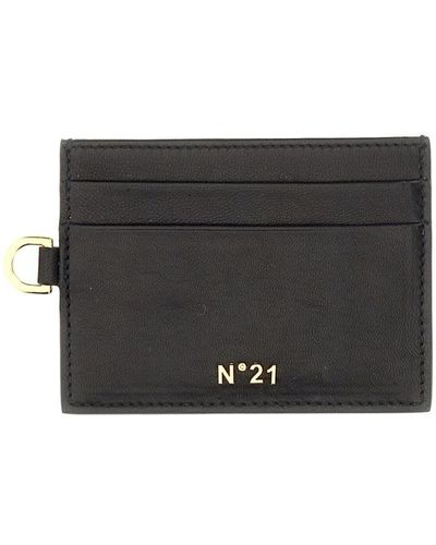 N°21 Card Holder With Logo - Gray