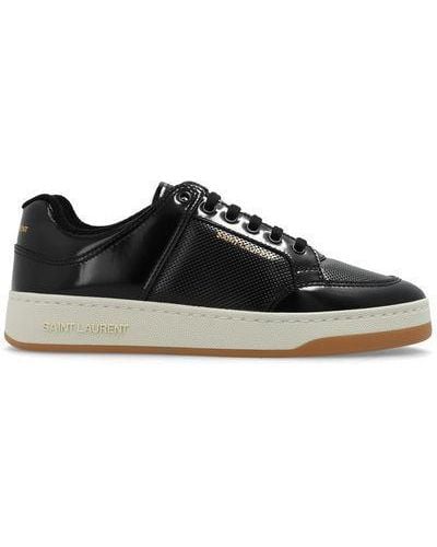 Saint Laurent Perforated Patent Leather Trainers - Black