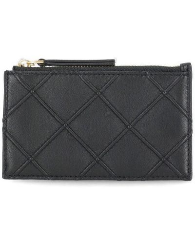 Tory Burch Fleming Leather Card Holder - Gray