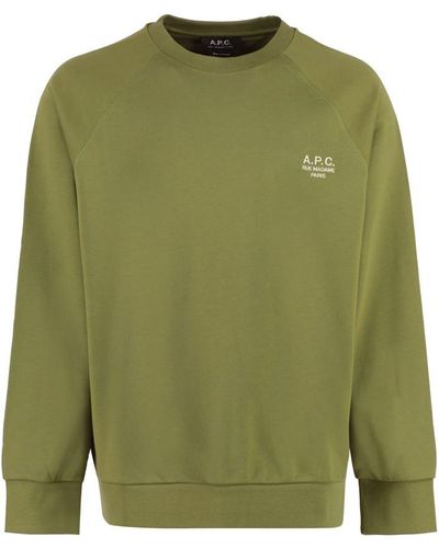 A.P.C. Cotton Crew-neck Sweatshirt - Green