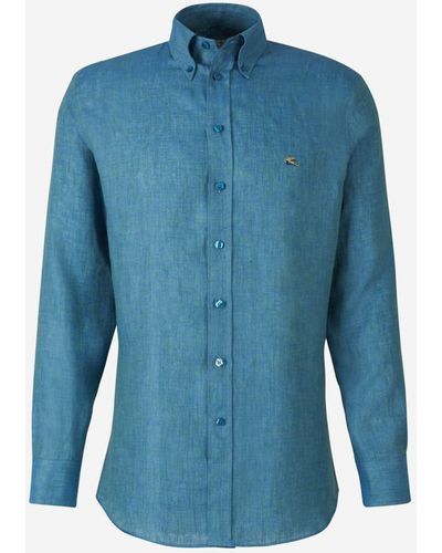 Etro Pegasus Linen Shirt - Blue