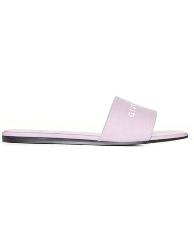 Givenchy Logo Canvas Flat Sandals - White