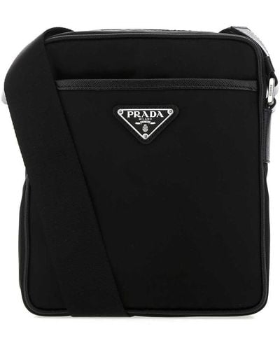 Prada Re-nylon Logo-plaque Shoulder Bag - Black