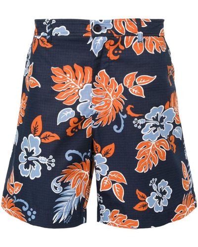 Maison Kitsuné Floral-Print Ripstop Shorts - Blue