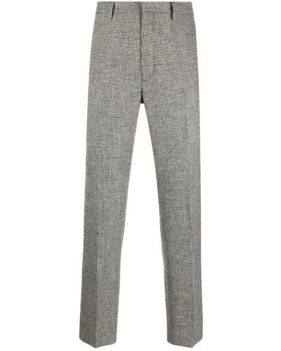 Dries Van Noten Check-print Wool Straight-leg Pants - Grey