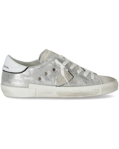 Philippe Model Prsx Low Metal Silver Trainer - Grey