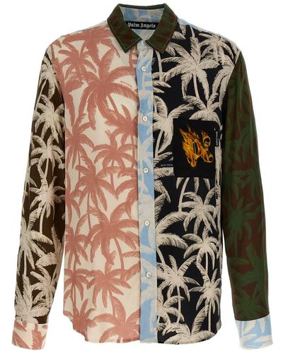 Palm Angels Patchwork Palms Shirt, Blouse - Multicolor