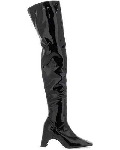 Coperni Stretch Patent Faux Leather Cuissardes Boots - Black