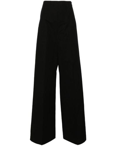 Sportmax Linen And Cotton Blend Trousers - Black