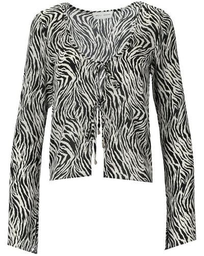 WEILI ZHENG Zebra Print Lace-Up Blouse - Black