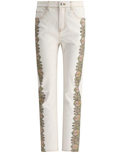Etro Jeans With Side Prints - White