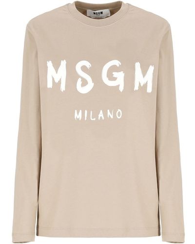 MSGM T-shirts And Polos Beige - Natural