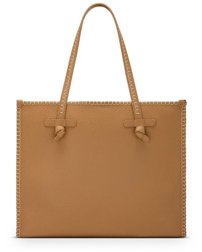 Gianni Chiarini Marcella Leather Shopping Bag With Contrasting Trim - Brown