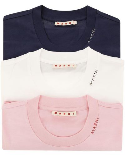 Marni Set Of 3 Cotton T-shirts - Blue