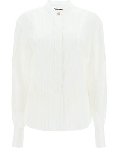Balmain Pleated Bib Shirt - White