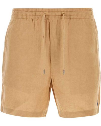 Polo Ralph Lauren Camel Linen Bermuda Shorts - Natural