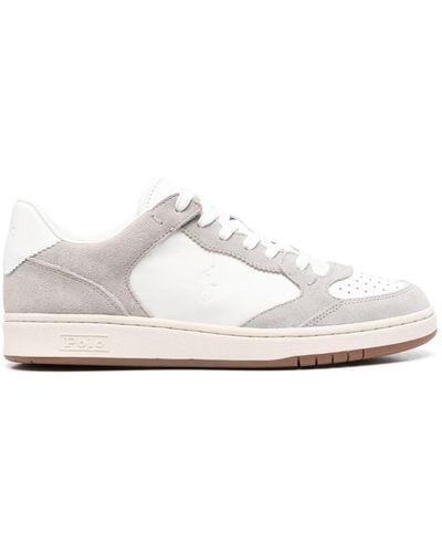 Polo Ralph Lauren Court Leather-suede Sneakers - White