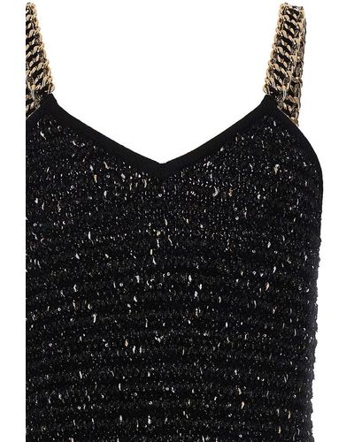Balmain Tweed Fringe Mini Dress - Black