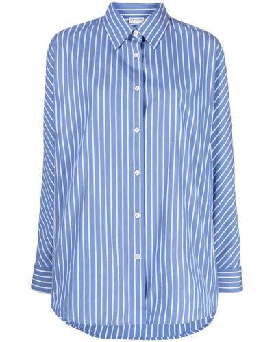 Dries Van Noten Striped Casio Shirt With Buttons On The Front - Blue