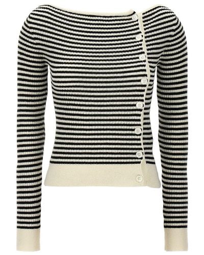 N°21 Striped Cardigan Sweater, Cardigans - Black