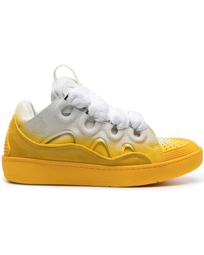 Lanvin Spray-painted Curb Trainers - Yellow