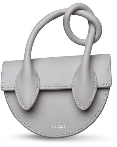 Yuzefi White Leather Bag - Gray