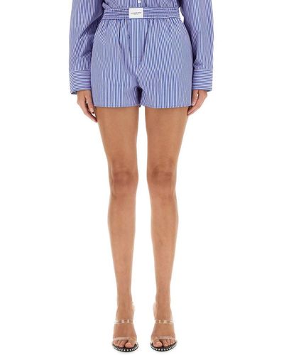 T By Alexander Wang Shorts With Logo - Blue