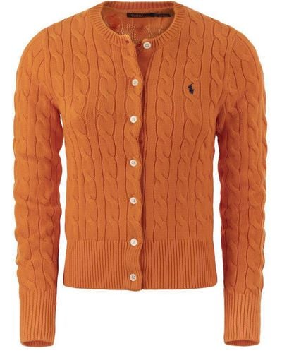 Polo Ralph Lauren Plaited Cardigan With Long Sleeves - Orange