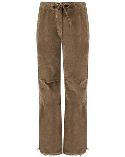 Ganni Camel Ribbed Trousers - Natural