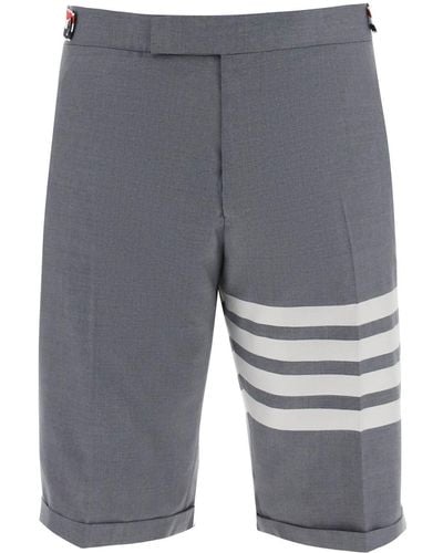 Thom Browne 4 Bar Shorts In Light Wool - Gray
