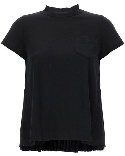 Sacai Back Pleated T-shirt - Black