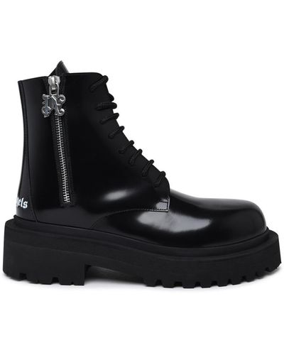 Palm Angels 'Combat' Leather Boots - Black