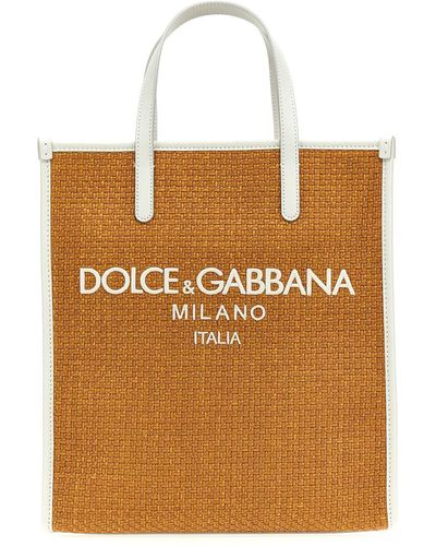 Dolce & Gabbana Logo Embroidery Shopping Bag Tote Bag - Brown
