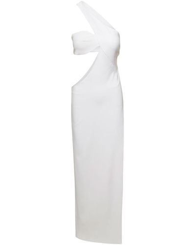 Monot One Shoulder Asymmetrical Dress With Side Cutout - White