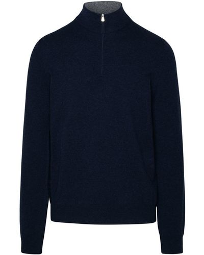 Gran Sasso Blue Cashmere Turtleneck Sweater