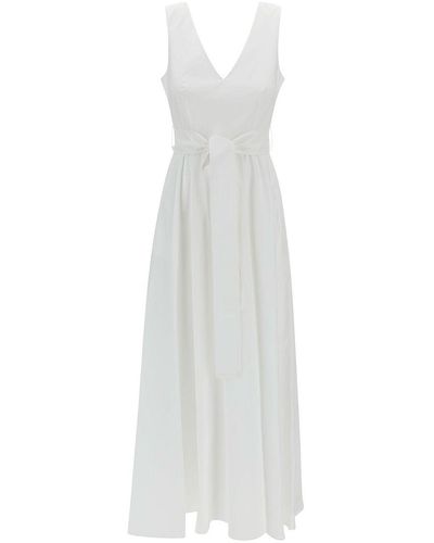 P.A.R.O.S.H. Long Dress With Knot Detail - White