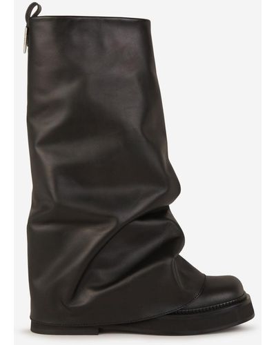 The Attico Leather Robin Boots - Black