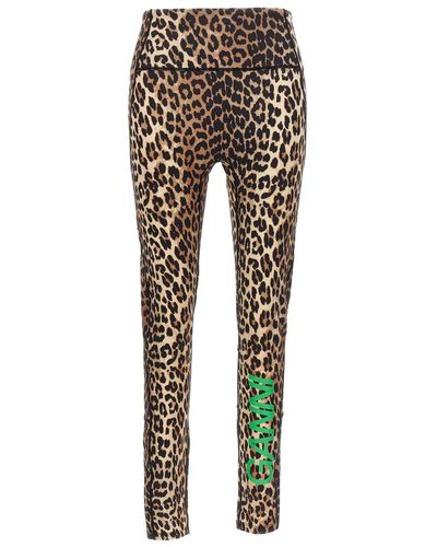 Ganni Leopard Print Logo leggings - Multicolor