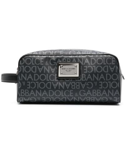 Dolce & Gabbana Beauty Case With Printed Logo - Gray
