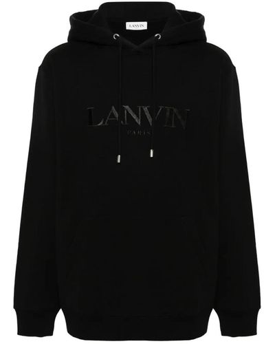Lanvin Embroidered-logo Cotton Hoodie - Black