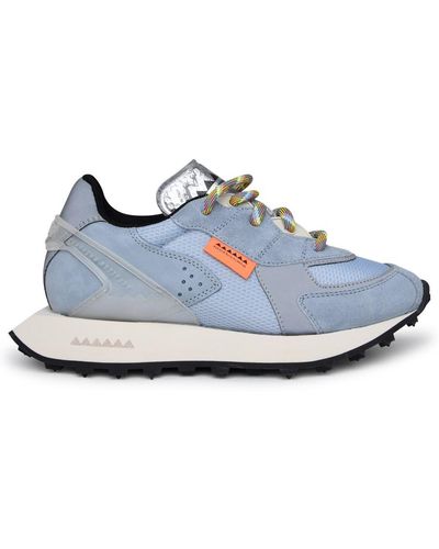 RUN OF Light Blue Suede Blend Sneakers